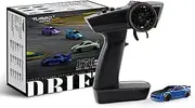 Havcybin 1:76 Turbo Racing C64 Drift RC Car with Gyro Radio, Table Racing Remote Control Mini Model Car Full Proportional RTR Kit Toys with 2 Replaceable Body Shell (C64 Blue)