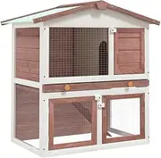 Generic Outdoor Rabbit Hutch 3 Doors Brown Wood