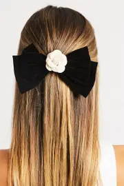 Black Rosette Bow Hair Clip