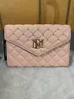 Badgley Mischka Womens Crossbody Bag Pale Pink Pleated Vegan Leather Chain Strap