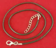 Twisted Hand Braid Black Leather Rope Chain Cord String Necklace Silver 18"