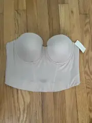 On Gossamer Champagne Basic Strapless Underwire Bustier 34D. New With No Straps