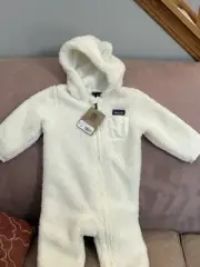 Patagonia Baby Furry Friends Birch White Bunting 6-12 Moths New With Tags