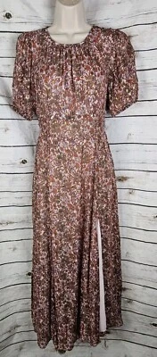 J Crew Collection Open Back Metallic Clip Dot Dress 6 NEW Maxi Floral Chiffon