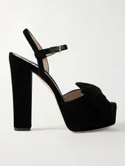 [TOM FORD] TOM FORD - Brigitte Bow-embellished Velvet Platform Sandals - Black - IT39 IT 39 Black
