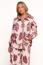 [PUP8] Karva Top - Leaf Print XS light pink