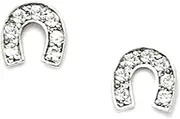 [JewelryWeb] 14k White Gold CZ Simulated Diamond Small Horseshoe Screw Back Earrings 8x8mm Stud Earring for Women