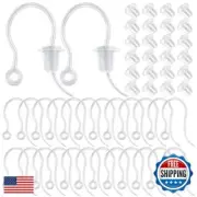 100pcs Clear Plastic Earring Hooks Ear Wire with Loop French Fish Hooks and 1
