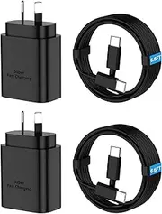 2 Pack 45W Super Fast Charger USB C Fast Charging Compatible with Samsung Galaxy S25 Ultra/S25 Plus/S25/S24/S24 Ultra/S24 Plus/S23 Ultra/S23/S22/S21/ Note 20/10, 6.6ft/2M USB C Cable Included