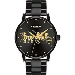 【COACH】COACH 女錶手錶腕錶鋼錶帶馬車LOGO黑色(經典馬車款式)