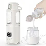Portable Milk Warmer for Travel, 350ML Large Capacity, 10000mAh Rechargeable Cordless Bottle Warmer, Fast Heating Water and Milk, Adjustable Temperature Control