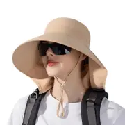 Women's Ponytail Hats Long Wide Brim Fisherman Caps Summer UV Neck Protection Sun Bucket Hats Female Outdoor Beach Cap