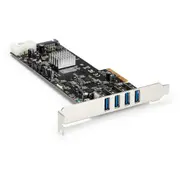 StarTech.com USB Adapter - PCI Express x4 - Plug-in Card - Add four USB 3.0 ports with four independent channels, LP/SATA power,