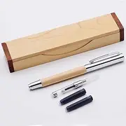 LACHIEVA Luxury Maple Fountain Pen, Elegant Pen with German-made Finb Nib, Converter, Cartridges. Nice Wood Pen Set for Men & Women. Professional, Executive, Office Gift
