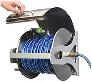 Removable and Wall-Mounted Hose Reel, Durable Dust-Proof Resistant Outdoor Garden Storage Rack, Stainless Steel Aluminum Drum with Cover,40 Meters Water Pipe Hose,One Color-15 Meters Water P