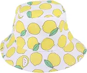 [DEARMAMY] Summer Beach Sun Hat for Little Foldable Outdoor Sun Protection Cap with Lemon Pattern Lightweight Comfortable for Beach Park and Vacation Activities