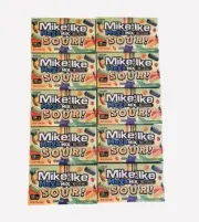 10X Box Lot MIKE and IKE MEGA MIX 10 FLAVORS Sour Gummy Chewy Candy, 4.25 oz Ea.