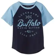 NEW Buffalo David Bitton Raglan T Shirt Youth Boys - Blue M 10 12 NWT P356