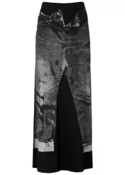 Jean Paul Gaultier Denim Trompe L'Oeil Stretch-jersey Maxi Skirt - Black Grey - M (UK12 / M) M (UK12 / M)
