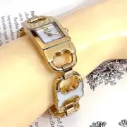 NWT TORY BURCH TBW5409 GEMINI GOLD PLATED WHITE PEARL WOMEN’S BRACELET WATCH