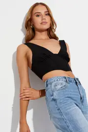 Black Sleeveless Corset Top - Size 14, Women's Cami