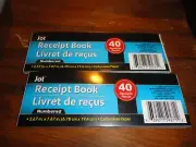 2 receipt books carbonless copy 80 Duplicate no stub 2.67" x 7.67" NEW