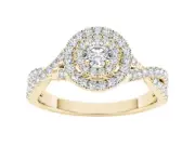 10k Yellow Gold Round Cut 0.75Ct Diamond Engagement Ring Size 6 Clarity I2