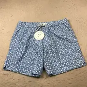 Criquet Swim Trunks Mens XL Blue Abstract Magnum PI Lined Shorts Summer NWT
