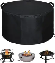 Sheechung Fire Pit Cover round 32"Dx18"H,Heavy Duty 600D Polyester Waterproof Co