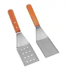 AU Spatula Turner Grill Flat Spatula Stainless Steel Comfortable Grip Wood