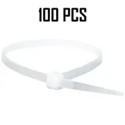 100pcs 8" inch Cable Wire Zip Ties Nylon 40 Lbs Self Locking Pack White