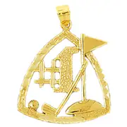 14K Gold 25MM #1 Golf Pendant