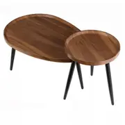 Fin 2X Premium Wood Nesting Coffee Table Stacking Side Tables Display Storage Table