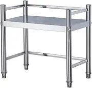 Commercial Kitchen Prep Table with 2 Tier Metal Stainless Shelving Unit and Higher Fence Storage Organizer Adjustable Storage Racks for Restaurant 100x30x55cm