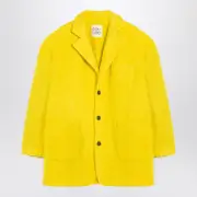 [Douuod] Yellow Single-breasted Coat In Wool Blend 12 Yellow