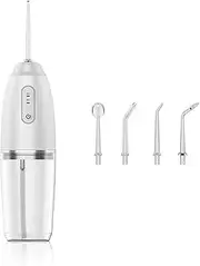 Portable Water Flosser Oral Irrigator with 3 Modes 230ML Water Tank for Teeth Cleaning 4 Different Nozzle Heads IPX7 Waterproof USB Rechargeable Electric Water Flossing Device VCXN