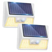 2 Pack Solar Motion Lights Outdoor, Waterproof Fence S-2 Pack White- Warm Light