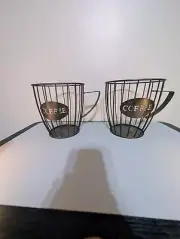 Black Wire Cup Storage Basket Table Decorations Coffee