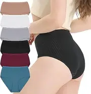 [Generic] Ailoyee Womens Underwear Cotton Knickers Multipack, Ladies Pants Mid Rise Waisted Stretch Briefs Breathable Comfy Hipster Panties (6 Packs) Multicolour