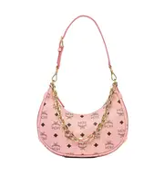 MCM Aren Crescent Small Hobo Bag One size soft pink