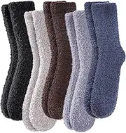 MQELONG Fuzzy Socks Cozy Fluffy Winter Warm Slipper Socks Microfiber Soft Home Sleeping Socks for Mens Womens