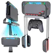 Metal Wall Mount for Switch Console,Switch Organizer Shelf Base Kit Behind TV, For Switch 1 And 2 with 5 Card Slots and 4 Joy-con Hanger