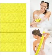 5 Pieces African Net Bath Sponge,Long Net Bath Sponge Exfoliating Shower Body Scrubber Back Scrubber Skin Smoother,Back Foot Scalp Scrub, Flat Dead Skin Remover (Yellow, 20 * 65CM)