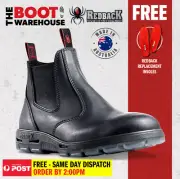 Redback UBBK Non Safety Work Boots. Elastic Sided Bobcat Oiled-Kip Black Leather