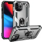 For iPhone 14 Pro Max Case, Protective Shockproof TPU/PC Cover, Ring Holder, Silver
