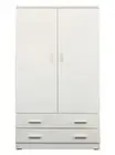 Wardrobe Cabinet Cupboard 2 Door 2 Drawer Clothes Rack Storage Unit HUGO White 9