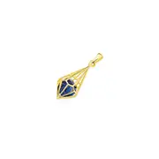 9ct Gold Created Sapphire Oval Geo T Drop Pendant