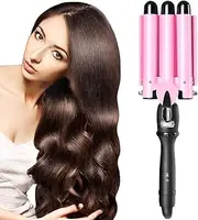 Hair Waver Hair Curling Iron Curling Wands Hair Curler 14x4'' Tourmaline Ceramic Hair Crimper Long Hair 3 Barrel Waver Instant Heat Curler Deep Waver for Curler with Temperature Control (1)
