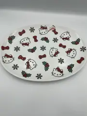 Christmas Hello Kitty Santa Hat Mistletoe Oval Serving Plate Rare ~BRAND NEW~