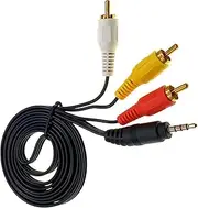 3.5mm Male to 3RCA Male Adapter Cable Red Yellow White 3 RCA Gold Plated Plug Cord for Stereo Audio Video AV DVD Player HDTV HD Camcorder 1.5M